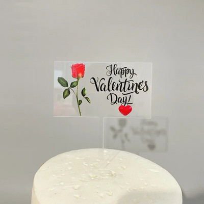 3D Rose Love Akrüülist pulmakoogi kattekiht Sõbrapäeva pulmapeo koogi lipud Kaunistab DIY pulmade magustoidu koogi kaunistus