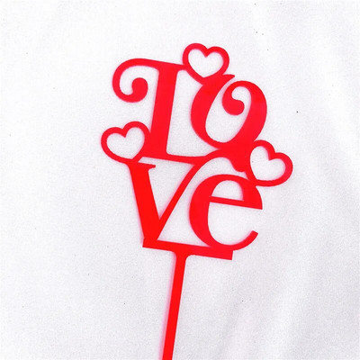 INS New Love Heart Ακρυλικό κάλυμμα για τούρτα γάμου Χρυσά λουλούδια Τούρτα ροζ για τούρτα για την ημέρα του Αγίου Βαλεντίνου Διακοσμήσεις τούρτας για πάρτι γάμου
