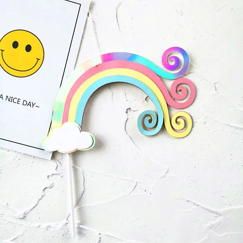 1vnt kūrybinis lazerinis rožinis mėlynas vaivorykštės debesies karaliaus torto įdėklas kūdikio gimtadienio šventės torto dekoravimas deserto stalo torto įdėklas vėliavėlė