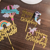 1 τεμ Mermaid Cake Topper Acrylic Unicorn Happy Birthday Cake Toppers For Baby Shower Cake Flags Προσωποποιημένη διακόσμηση τούρτας