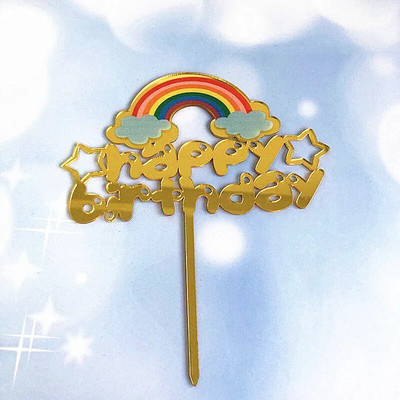 1 τεμ Mermaid Cake Topper Acrylic Unicorn Happy Birthday Cake Toppers For Baby Shower Cake Flags Προσωποποιημένη διακόσμηση τούρτας