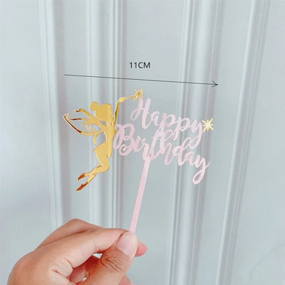 1 τεμ Mermaid Cake Topper Acrylic Unicorn Happy Birthday Cake Toppers For Baby Shower Cake Flags Προσωποποιημένη διακόσμηση τούρτας