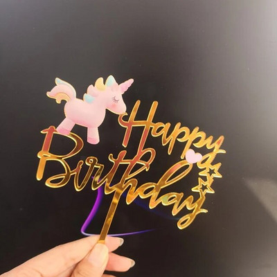 1 τεμ Mermaid Cake Topper Acrylic Unicorn Happy Birthday Cake Toppers For Baby Shower Cake Flags Προσωποποιημένη διακόσμηση τούρτας