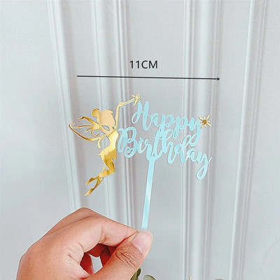 1 τεμ Mermaid Cake Topper Acrylic Unicorn Happy Birthday Cake Toppers For Baby Shower Cake Flags Προσωποποιημένη διακόσμηση τούρτας