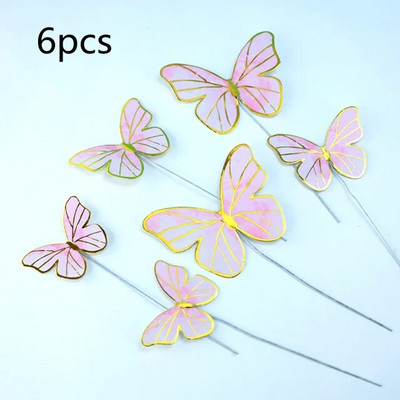 INS Pink Princess Happy Birthday Cake Topper Glitter Gold σημαία για τούρτα πεταλούδα Για διακόσμηση επιδόρπιο τούρτας για πάρτι γάμου
