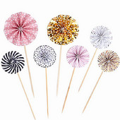 4 τεμ/παρτίδα Mini Paper Fan Cake Topper Cupcake Toppers Παιδικό πάρτι γενεθλίων Baby shower cake Decoration Flags Μπομπονιέρα γάμου