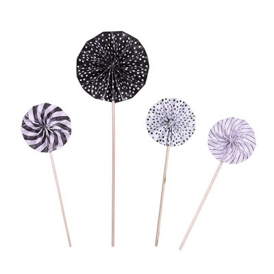 4 τεμ/παρτίδα Mini Paper Fan Cake Topper Cupcake Toppers Παιδικό πάρτι γενεθλίων Baby shower cake Decoration Flags Μπομπονιέρα γάμου
