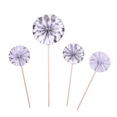 4 τεμ/παρτίδα Mini Paper Fan Cake Topper Cupcake Toppers Παιδικό πάρτι γενεθλίων Baby shower cake Decoration Flags Μπομπονιέρα γάμου