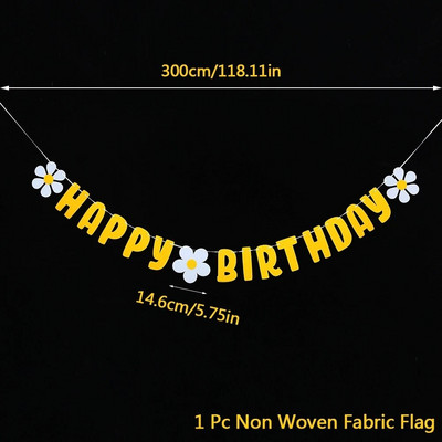 Daisy Happy Birthday Peokaunistus Bännermüts Valge lilleline vanik Lipp Fooliumist õhupallid INS Style Lapsed Poiss Tüdruk Sünnipäevasoodustused