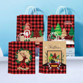 4 τμχ Χαρτί τσάντα δώρου Χριστουγέννων X-Mas Santa Claus Cookie Τσάντα Diy Χριστουγεννιάτικο Δώρο Τσάντες χειρός Χριστουγεννιάτικο πάρτι προμήθειες Τσάντα δώρου