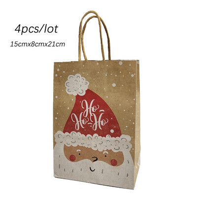4 τμχ Χαρτί τσάντα δώρου Χριστουγέννων X-Mas Santa Claus Cookie Τσάντα Diy Χριστουγεννιάτικο Δώρο Τσάντες χειρός Χριστουγεννιάτικο πάρτι προμήθειες Τσάντα δώρου