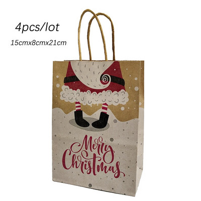 4 τμχ Χαρτί τσάντα δώρου Χριστουγέννων X-Mas Santa Claus Cookie Τσάντα Diy Χριστουγεννιάτικο Δώρο Τσάντες χειρός Χριστουγεννιάτικο πάρτι προμήθειες Τσάντα δώρου