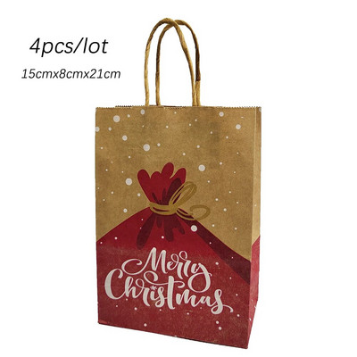 4 τμχ Χαρτί τσάντα δώρου Χριστουγέννων X-Mas Santa Claus Cookie Τσάντα Diy Χριστουγεννιάτικο Δώρο Τσάντες χειρός Χριστουγεννιάτικο πάρτι προμήθειες Τσάντα δώρου