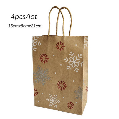 4 τμχ Χαρτί τσάντα δώρου Χριστουγέννων X-Mas Santa Claus Cookie Τσάντα Diy Χριστουγεννιάτικο Δώρο Τσάντες χειρός Χριστουγεννιάτικο πάρτι προμήθειες Τσάντα δώρου