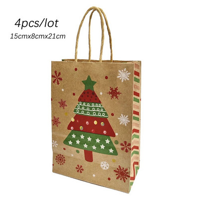 4 τμχ Χαρτί τσάντα δώρου Χριστουγέννων X-Mas Santa Claus Cookie Τσάντα Diy Χριστουγεννιάτικο Δώρο Τσάντες χειρός Χριστουγεννιάτικο πάρτι προμήθειες Τσάντα δώρου