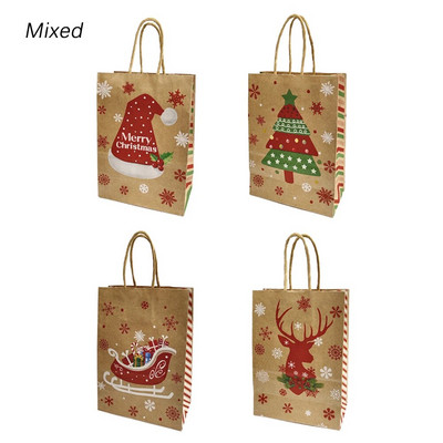 4 τμχ Χαρτί τσάντα δώρου Χριστουγέννων X-Mas Santa Claus Cookie Τσάντα Diy Χριστουγεννιάτικο Δώρο Τσάντες χειρός Χριστουγεννιάτικο πάρτι προμήθειες Τσάντα δώρου