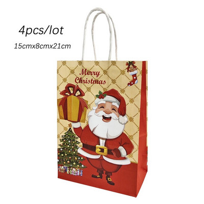 4 τμχ Χαρτί τσάντα δώρου Χριστουγέννων X-Mas Santa Claus Cookie Τσάντα Diy Χριστουγεννιάτικο Δώρο Τσάντες χειρός Χριστουγεννιάτικο πάρτι προμήθειες Τσάντα δώρου