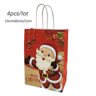 4 τμχ Χαρτί τσάντα δώρου Χριστουγέννων X-Mas Santa Claus Cookie Τσάντα Diy Χριστουγεννιάτικο Δώρο Τσάντες χειρός Χριστουγεννιάτικο πάρτι προμήθειες Τσάντα δώρου