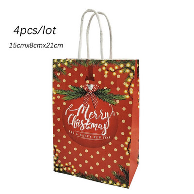 4 τμχ Χαρτί τσάντα δώρου Χριστουγέννων X-Mas Santa Claus Cookie Τσάντα Diy Χριστουγεννιάτικο Δώρο Τσάντες χειρός Χριστουγεννιάτικο πάρτι προμήθειες Τσάντα δώρου
