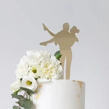 Нов черен акрилен топер за сватбена торта Mr&Mrs Златен топер за торта на булката и младоженеца за сватбено годежно парти Декорации за торта