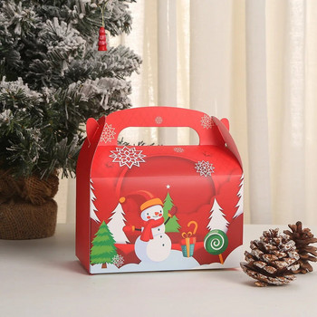 4Pcs Форма на кутия за торта Весела Коледа Кутии за бонбони Чанти Коледа Кутия за подарък Дядо Коледа Navidad Natal Noel Парти украса 2024