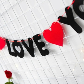 1 σετ Κόκκινα γράμματα καρδιά Μη υφασμένα I Love You Banner Στολισμός γάμου Κρεμαστό μενταγιόν γιρλάντα φωτογραφικά στηρίγματα Προμήθειες για πάρτι για τον Άγιο Βαλεντίνο