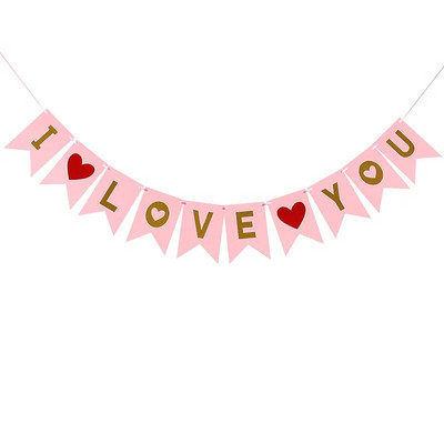 1 σετ Κόκκινα γράμματα καρδιά Μη υφασμένα I Love You Banner Στολισμός γάμου Κρεμαστό μενταγιόν γιρλάντα φωτογραφικά στηρίγματα Προμήθειες για πάρτι για τον Άγιο Βαλεντίνο