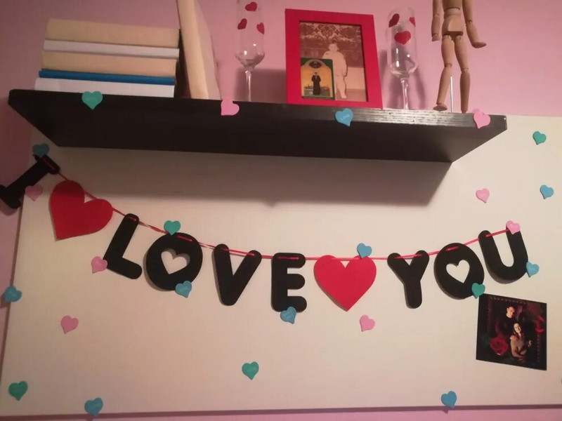 1 rinkinys raudonų širdelių raidžių neaustinės medžiagos „Aš tave myliu“ reklamjuostė Vestuvių dekoravimo pakabukas girlianda nuotraukų rekvizitas Valentino vakarėlio reikmenys