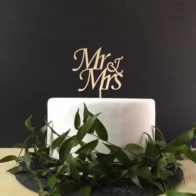 New INS Wooden Mr&Mrs Wedding Cake Topper Love Mrs Cake Topper for Wedding Engagement Party Cake Decorations Προμήθειες πάρτι