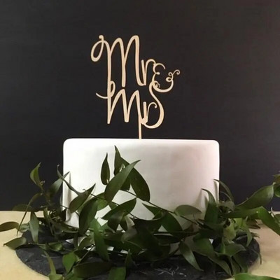 New INS Wooden Mr&Mrs Wedding Cake Topper Love Mrs Cake Topper for Wedding Engagement Party Cake Decorations Προμήθειες πάρτι