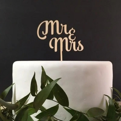 New INS Wooden Mr&Mrs Wedding Cake Topper Love Mrs Cake Topper for Wedding Engagement Party Cake Decorations Προμήθειες πάρτι