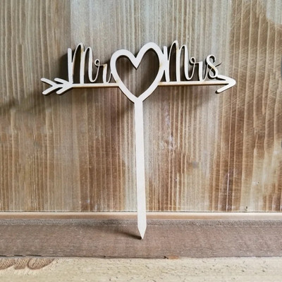 New INS Wooden Mr&Mrs Wedding Cake Topper Love Mrs Cake Topper for Wedding Engagement Party Cake Decorations Προμήθειες πάρτι