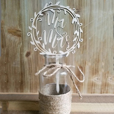 New INS Wooden Mr&Mrs Wedding Cake Topper Love Mrs Cake Topper for Wedding Engagement Party Cake Decorations Προμήθειες πάρτι