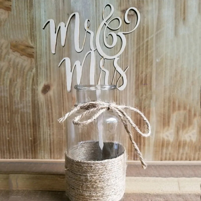 New INS Wooden Mr&Mrs Wedding Cake Topper Love Mrs Cake Topper for Wedding Engagement Party Cake Decorations Προμήθειες πάρτι