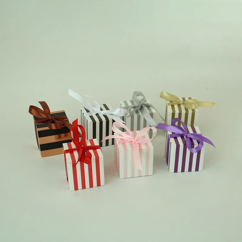 10 vnt. NAUJIENA Creative Mini Stripe Pattern saldainių dėžutė saldainių pakuotė Kartoninė vestuvių dovanų dėžutė renginių ir vakarėlių reikmenys Vestuvių paslaugos