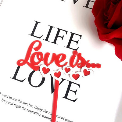 Νέο Acrylic Love Topper Γαμήλιας Τούρτας Καινοτομία Κόκκινη Καρδιά Ακρυλικό Cupcake Topper Για Διακοσμήσεις κέικ γενεθλίων γάμου μωρού
