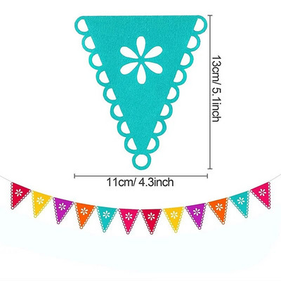 20*30cm Mexican Party Felt Bra Flower Party Supplies Mexican Flag Banner Party Decorations Theme Event Daily Decoration