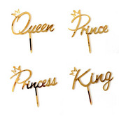 Princess Happy Birthday Cake Topper Χρυσός καθρέφτης Ακρυλικό Cute King Topper Γαμήλιας Τούρτας για Διακοσμήσεις τούρτας για πάρτι γενεθλίων