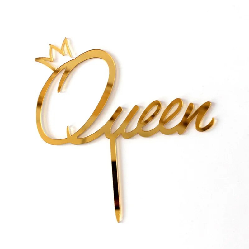 Princo princesės su gimtadieniu torto dangtelis Auksinis veidrodinis akrilinis mielas karaliaus vestuvių torto užpilas gimtadienio torto papuošimui