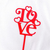 New Love Wedding Acrylic Cake Topper Love Red Heart Cupcake Topper For Wedding Girls Διακοσμήσεις για επιδόρπιο κέικ για πάρτι γενεθλίων