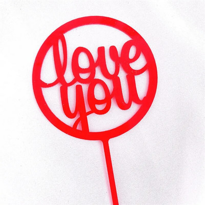 New Love Wedding Acrylic Cake Topper Love Red Heart Cupcake Topper For Wedding Girls Διακοσμήσεις για επιδόρπιο κέικ για πάρτι γενεθλίων