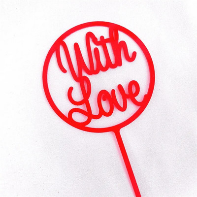New Love Wedding Acrylic Cake Topper Love Red Heart Cupcake Topper For Wedding Girls Διακοσμήσεις για επιδόρπιο κέικ για πάρτι γενεθλίων