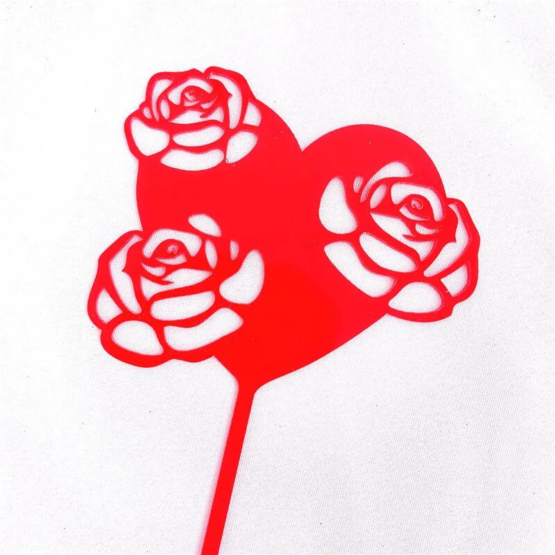 Naujas meilės vestuvių akrilo torto užpilas Meilės raudonos širdies pyrago kepuraitės vestuvėms mergaičių gimtadienio vakarėliui desertinių tortų dekoravimui