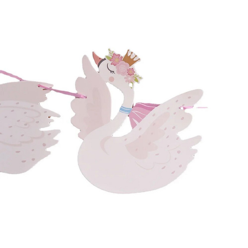 1vnt Kūrybinė gulbės reklamjuostė Gimtadienio vakarėlio puošmena mergaičių vestuvių vakarėliui Kūdikių vakarėlio dekoracija animacinių filmų gulbės reklamjuostė