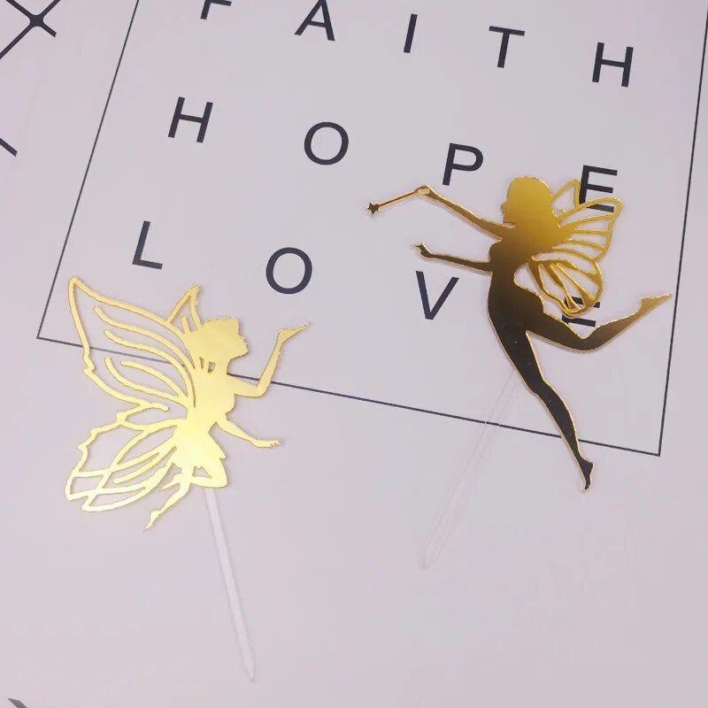 Pasakų mergaitės akrilinis su gimtadieniu torto užpilas Auksinis vestuvių torto užpilas, skirtas vestuvėms, mergaičių gimtadienio vakarėliui