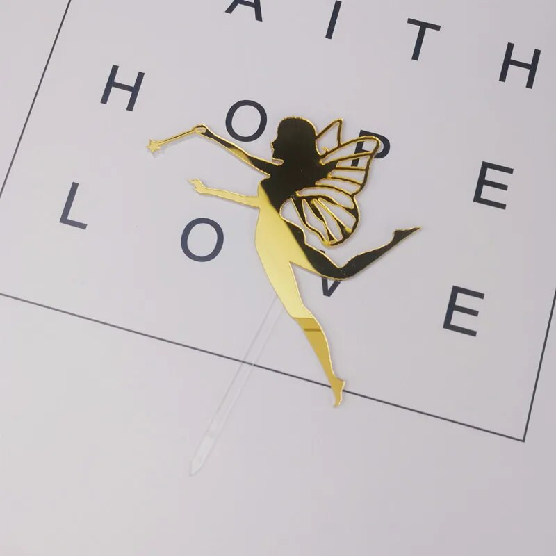 Pasakų mergaitės akrilinis su gimtadieniu torto užpilas Auksinis vestuvių torto užpilas, skirtas vestuvėms, mergaičių gimtadienio vakarėliui