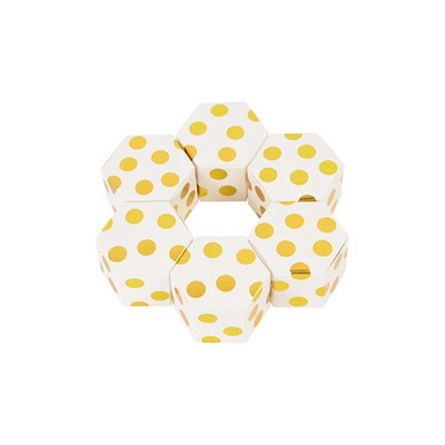 10/20/30 τμχ Mini Lovely Gold πουά ριγέ εξάγωνα χάρτινα κουτιά ζαχαρωτών για μωρό ντους Κουτί δώρου Μπομπονιέρα για πάρτι γενεθλίων
