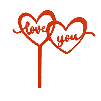 Νέο Happy Valentine`s Day Cake Topper Χρυσό Ακρυλικό Κόκκινο Love Wedding Cupcake Topper for Wedding Party Cake Decorations Επιδόρπιο