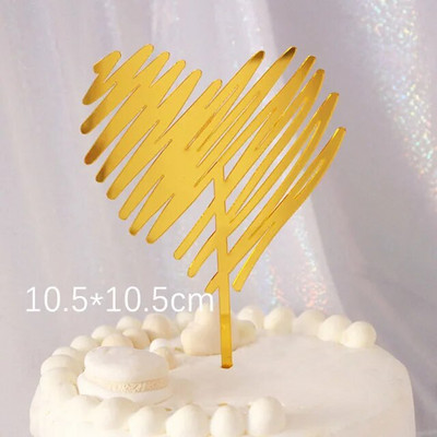 Νέο Happy Valentine`s Day Cake Topper Χρυσό Ακρυλικό Κόκκινο Love Wedding Cupcake Topper for Wedding Party Cake Decorations Επιδόρπιο