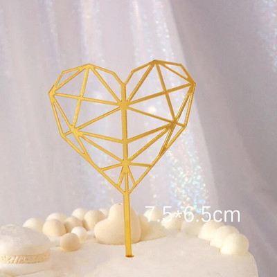 Νέο Happy Valentine`s Day Cake Topper Χρυσό Ακρυλικό Κόκκινο Love Wedding Cupcake Topper for Wedding Party Cake Decorations Επιδόρπιο